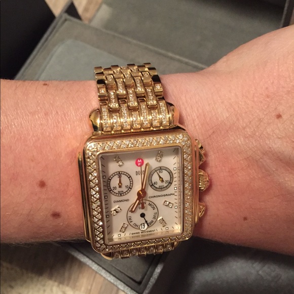 Michele gold diamond deco watch - Picture 3 of 8